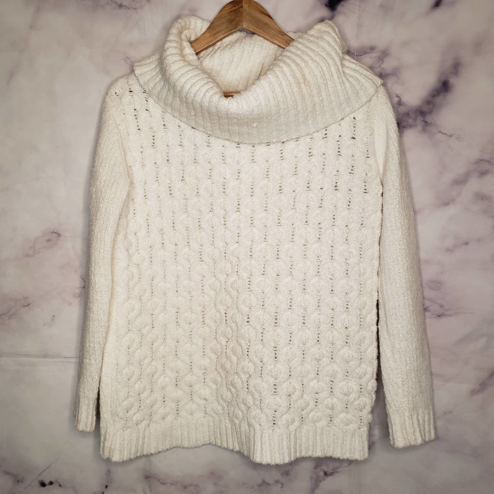 ✔️MOON & MADISON white cable knit cozy comfy cowl neck sweater M